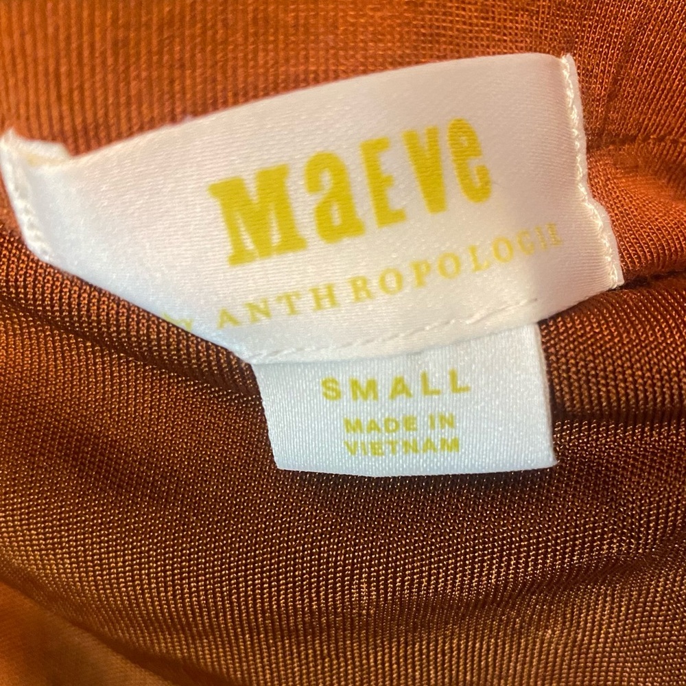 Maeve Anthropologie Terracotta Draped Midi Skirt Silk Blend Boho Small - Picture 2 of 8